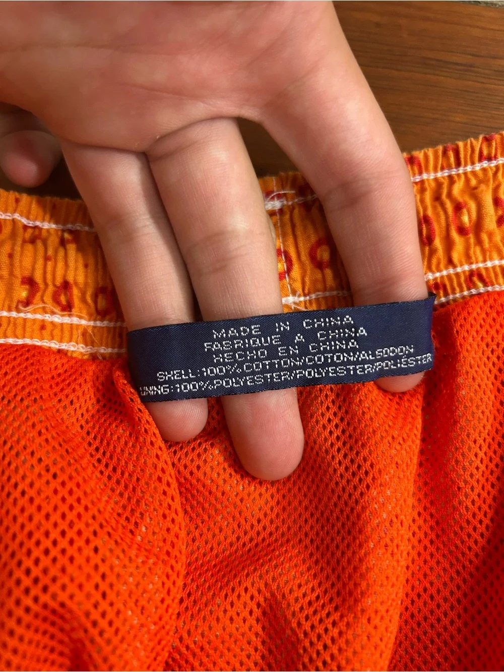 Tommy Hilfiger Men’s Orange Seersucker lined Swim Trunks Sz L 👽 💛